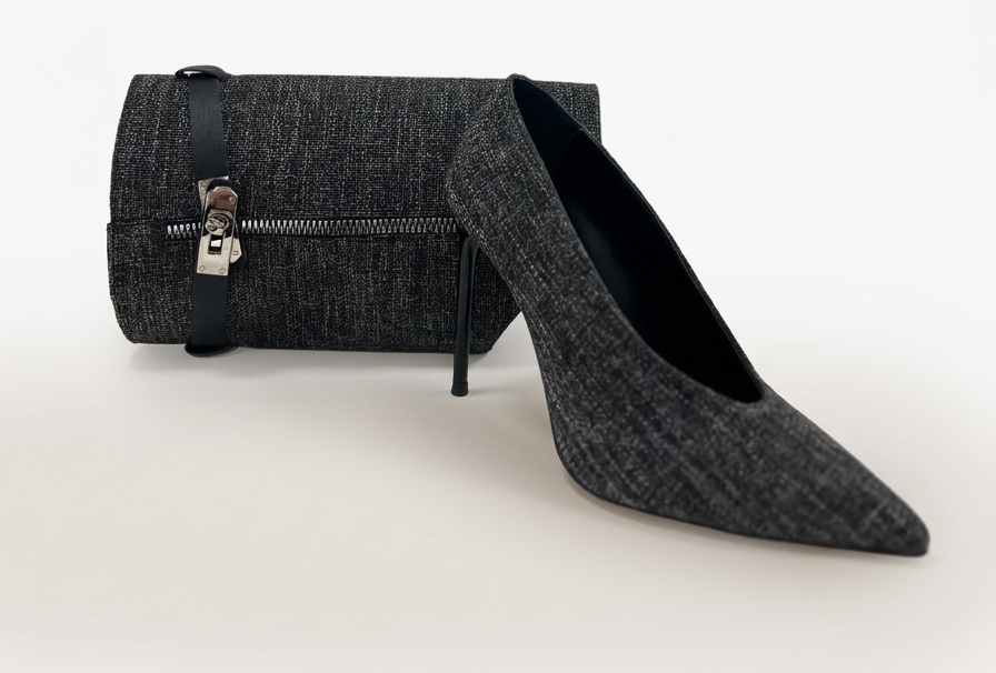 Grey Tweed Stiletto Pump